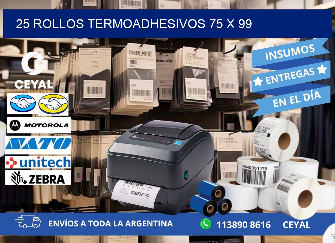 25 ROLLOS TERMOADHESIVOS 75 x 99