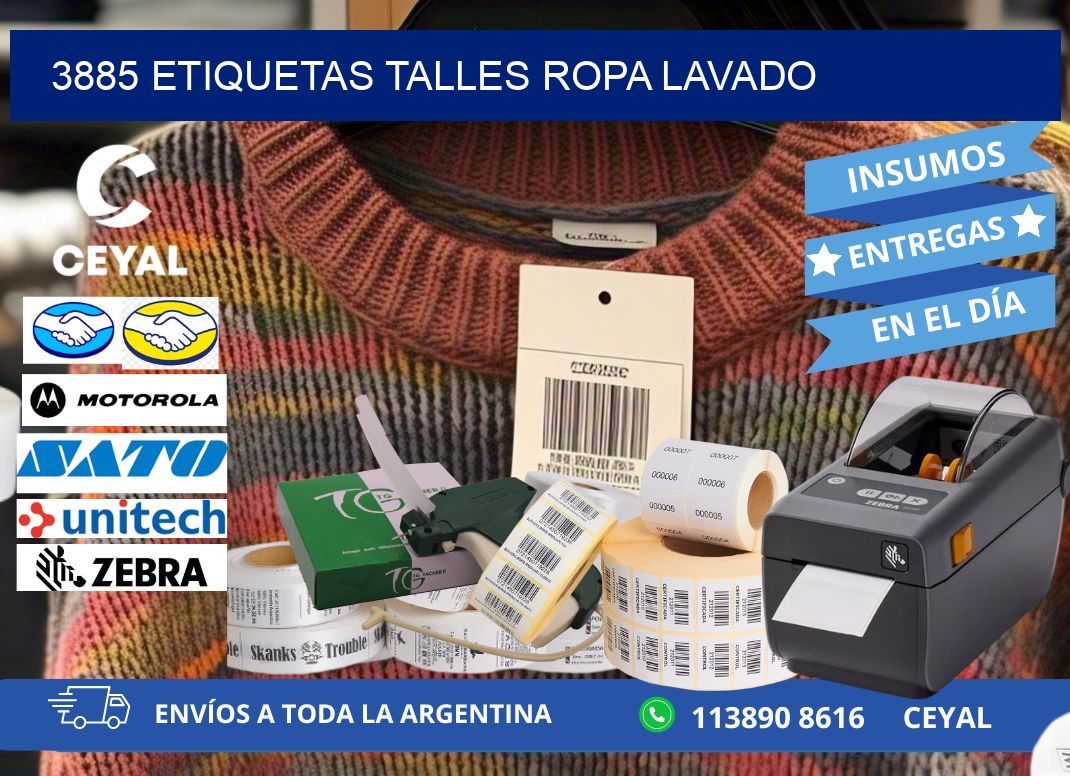 3885 ETIQUETAS TALLES ROPA LAVADO