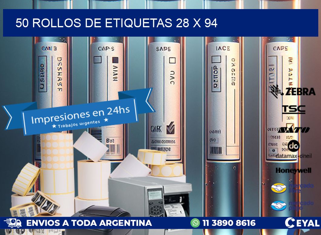 50 ROLLOS DE ETIQUETAS 28 x 94
