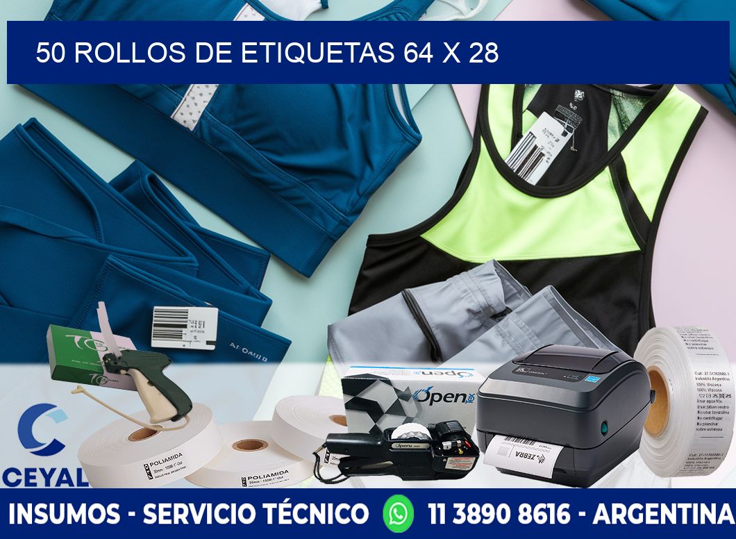 50 ROLLOS DE ETIQUETAS 64 x 28