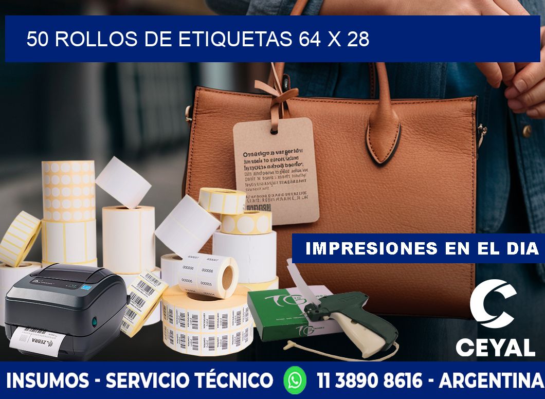 50 ROLLOS DE ETIQUETAS 64 x 28