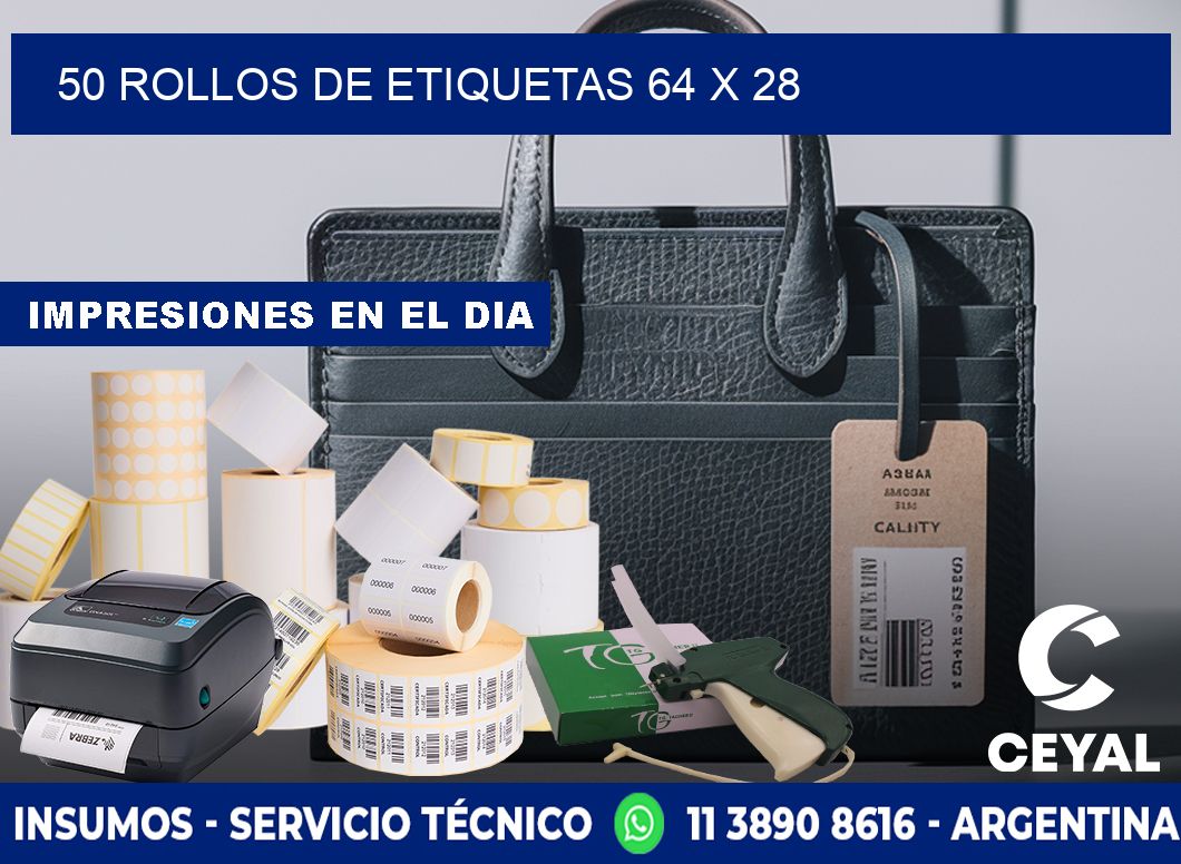 50 ROLLOS DE ETIQUETAS 64 x 28