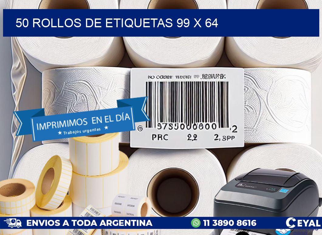 50 ROLLOS DE ETIQUETAS 99 x 64