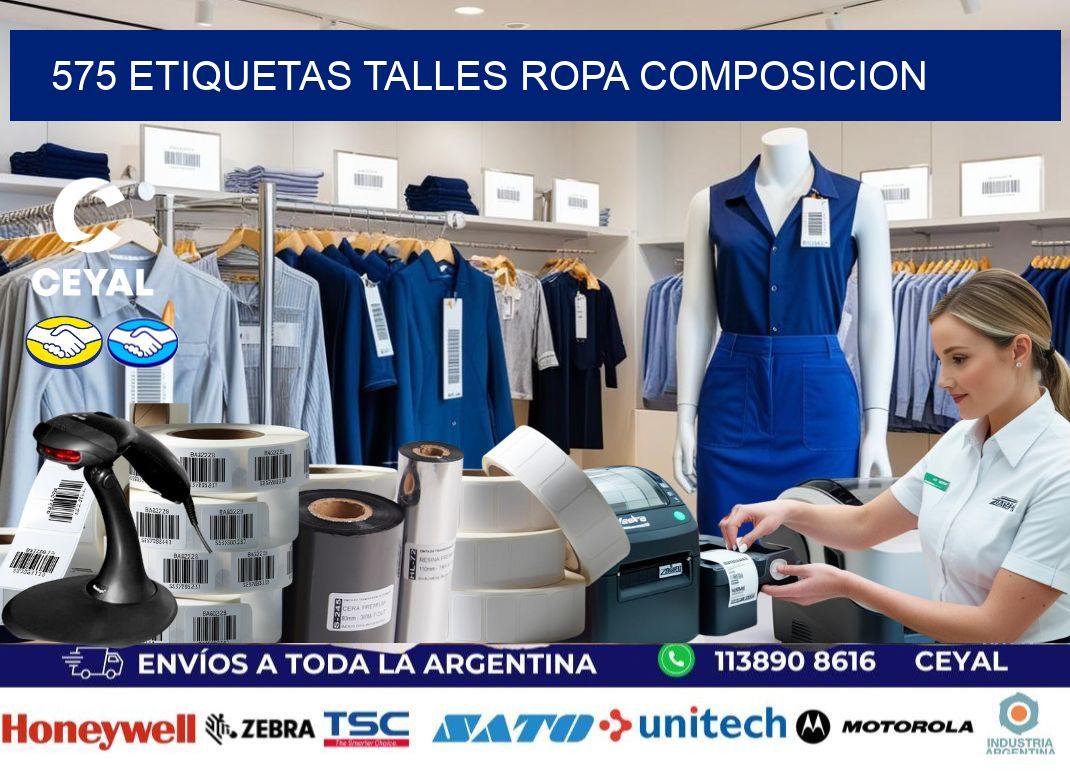 575 ETIQUETAS TALLES ROPA COMPOSICION
