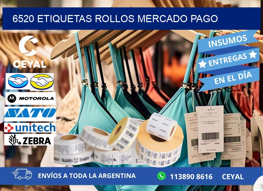 6520 etiquetas rollos MERCADO PAGO