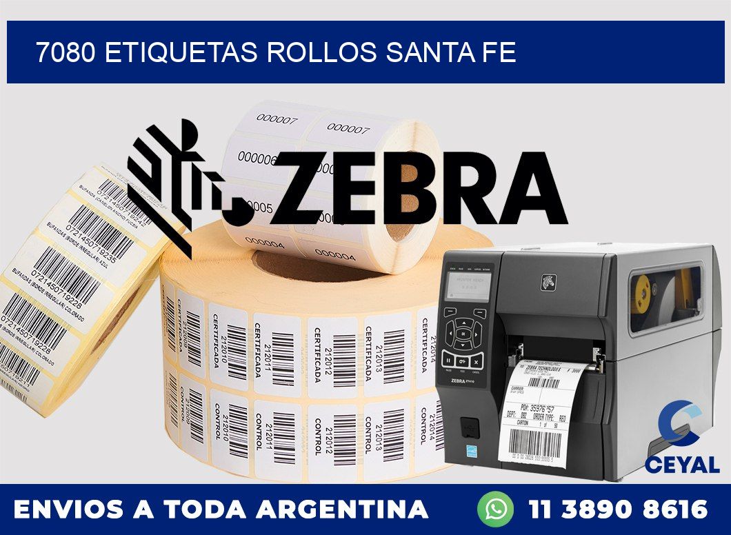 7080 etiquetas rollos SANTA FE