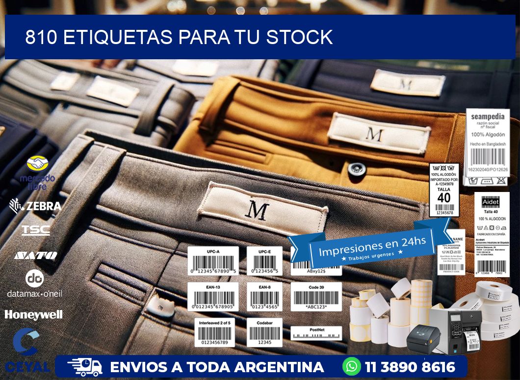 810 etiquetas para tu stock