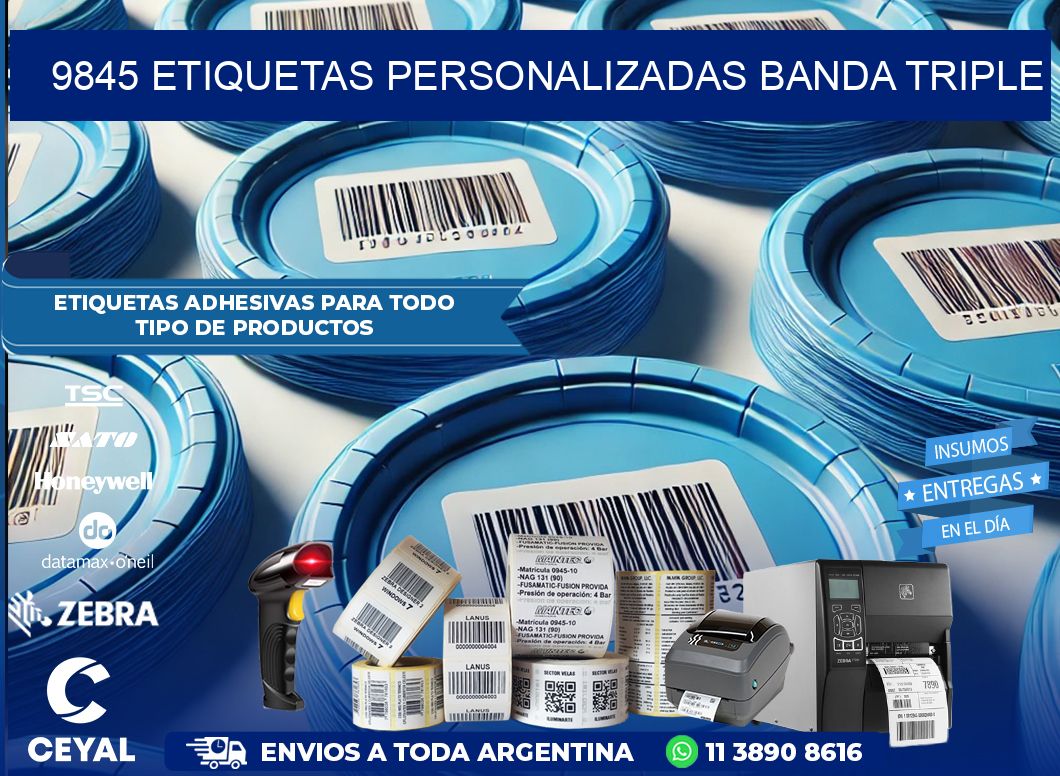 9845 Etiquetas personalizadas banda triple