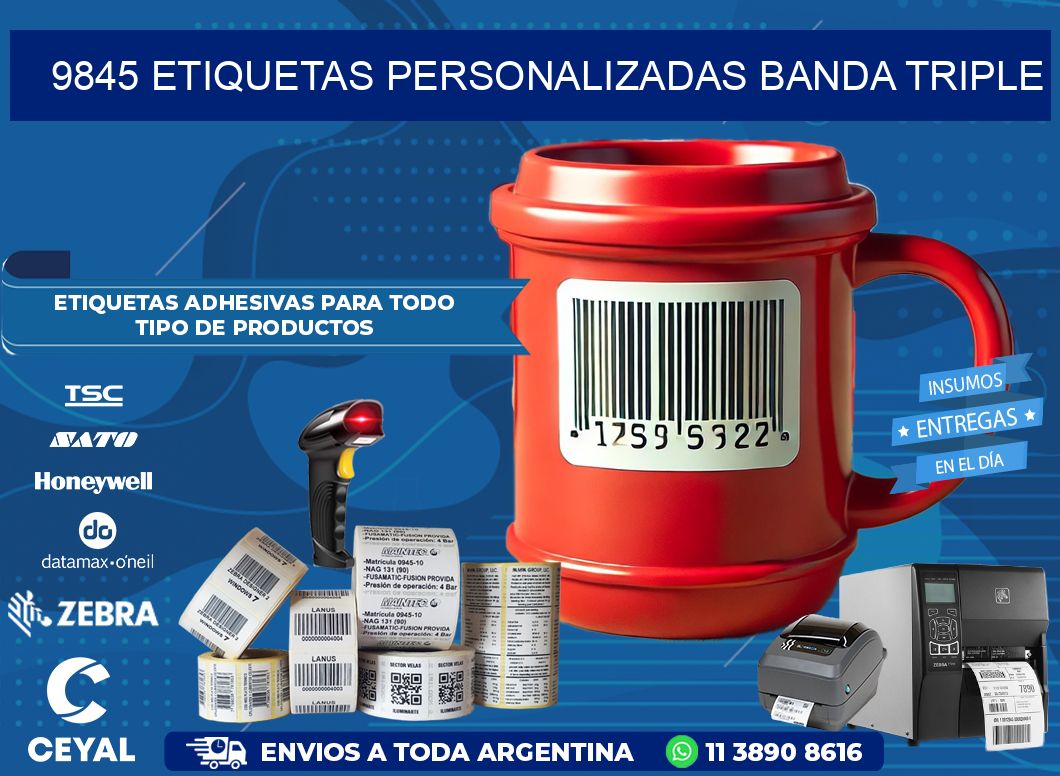 9845 Etiquetas personalizadas banda triple