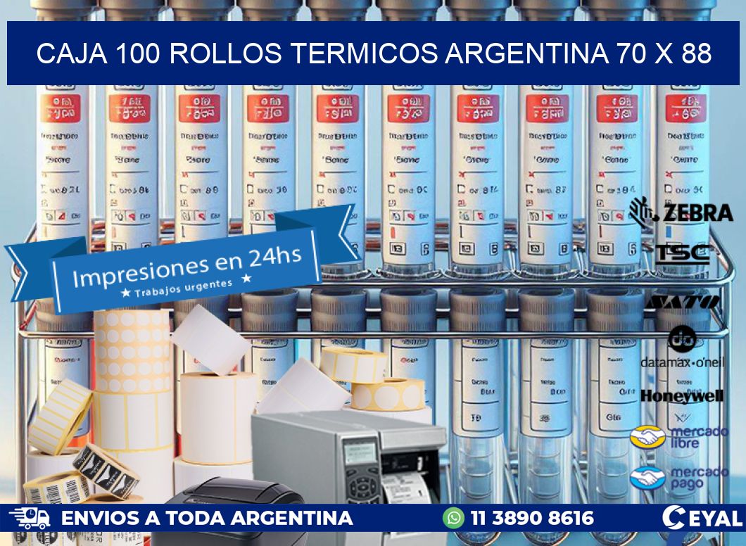 CAJA 100 ROLLOS TERMICOS ARGENTINA 70 x 88