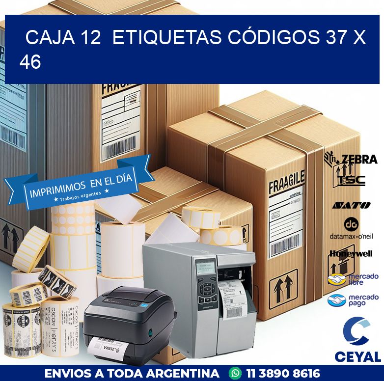 CAJA 12  ETIQUETAS CÓDIGOS 37 x 46