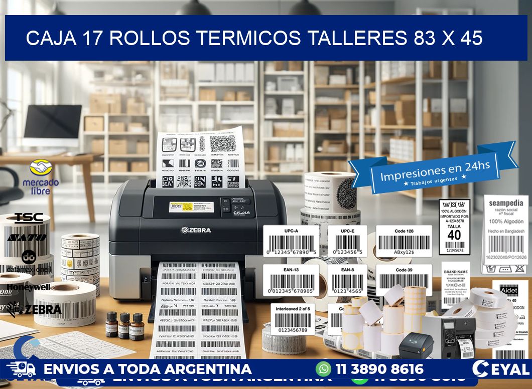 CAJA 17 ROLLOS TERMICOS TALLERES 83 x 45