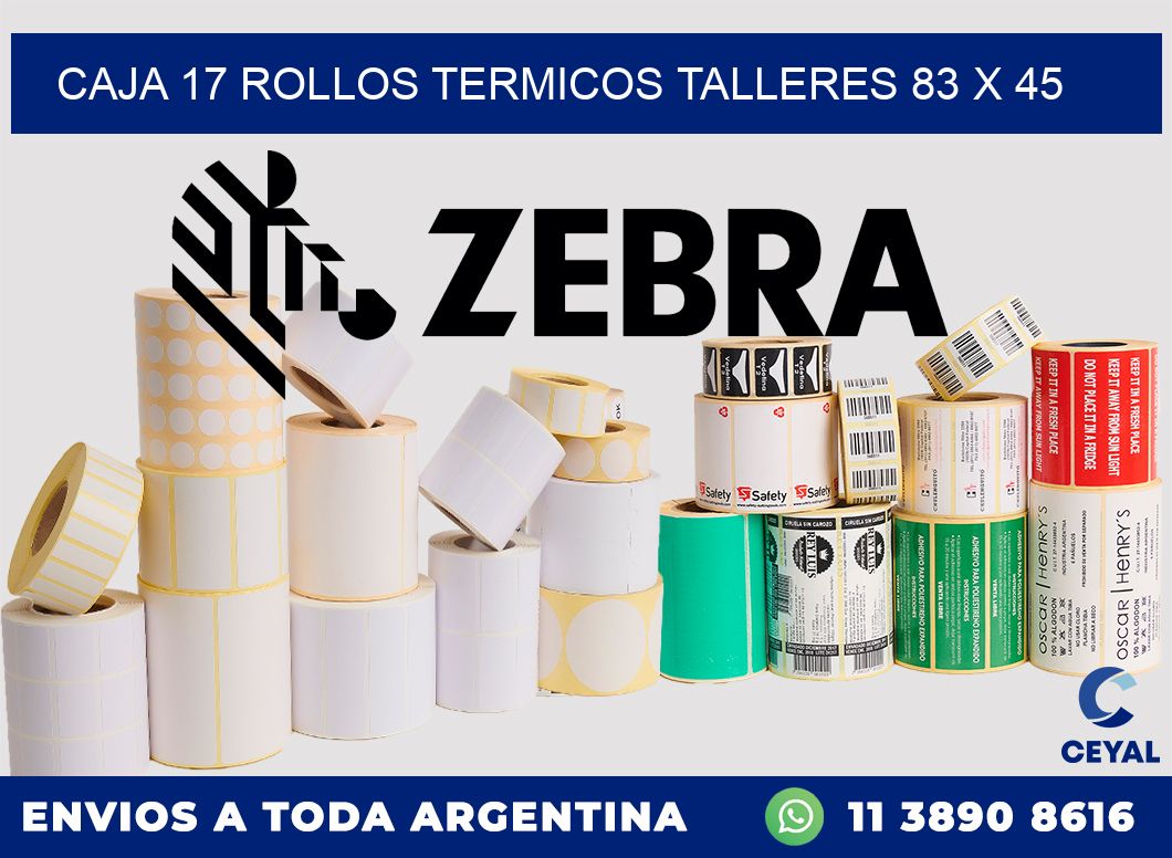 CAJA 17 ROLLOS TERMICOS TALLERES 83 x 45