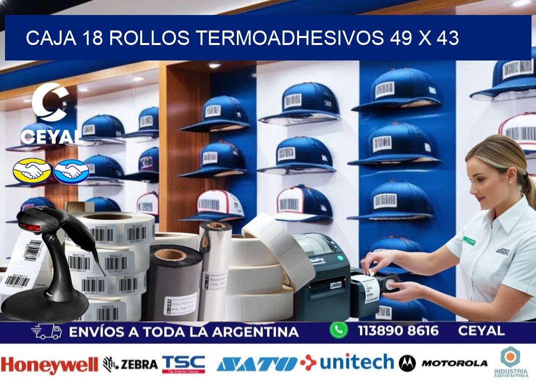 CAJA 18 ROLLOS TERMOADHESIVOS 49 x 43