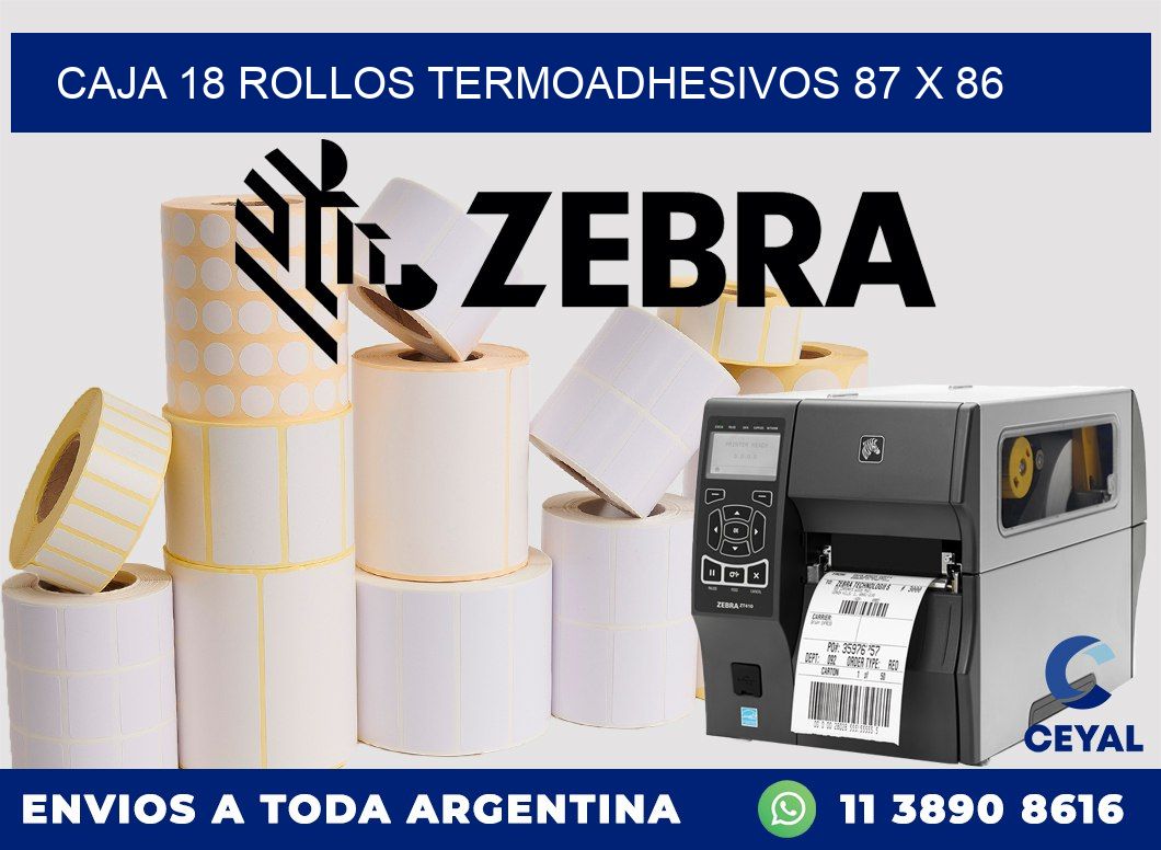 CAJA 18 ROLLOS TERMOADHESIVOS 87 x 86