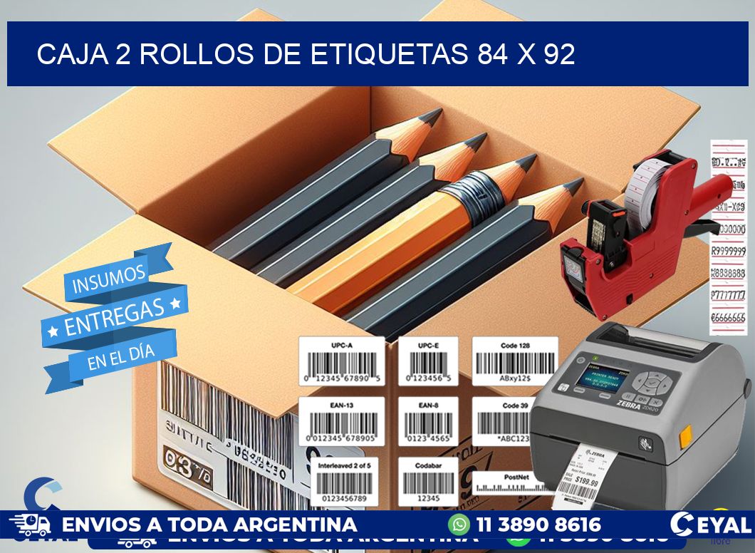 CAJA 2 ROLLOS DE ETIQUETAS 84 x 92