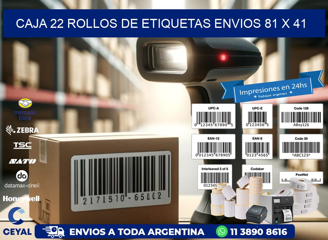 CAJA 22 ROLLOS DE ETIQUETAS ENVIOS 81 x 41