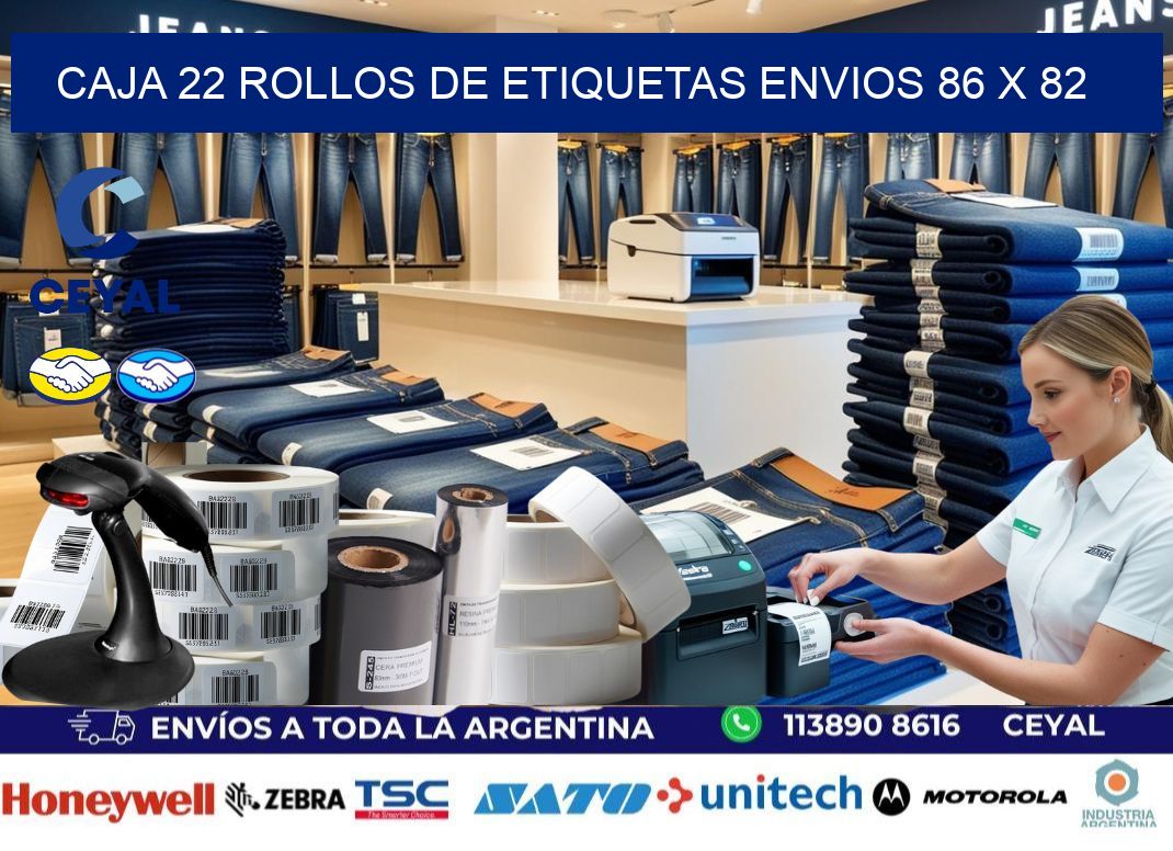 CAJA 22 ROLLOS DE ETIQUETAS ENVIOS 86 x 82