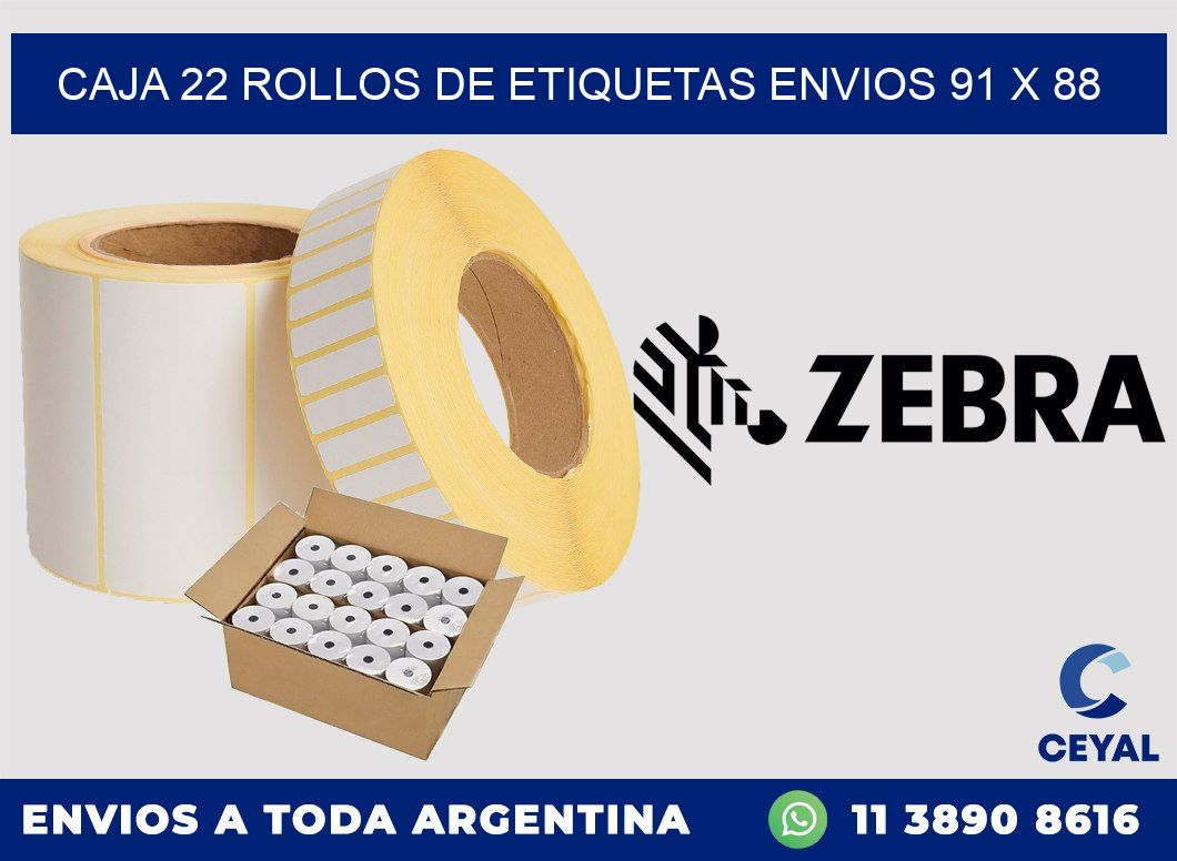 CAJA 22 ROLLOS DE ETIQUETAS ENVIOS 91 x 88