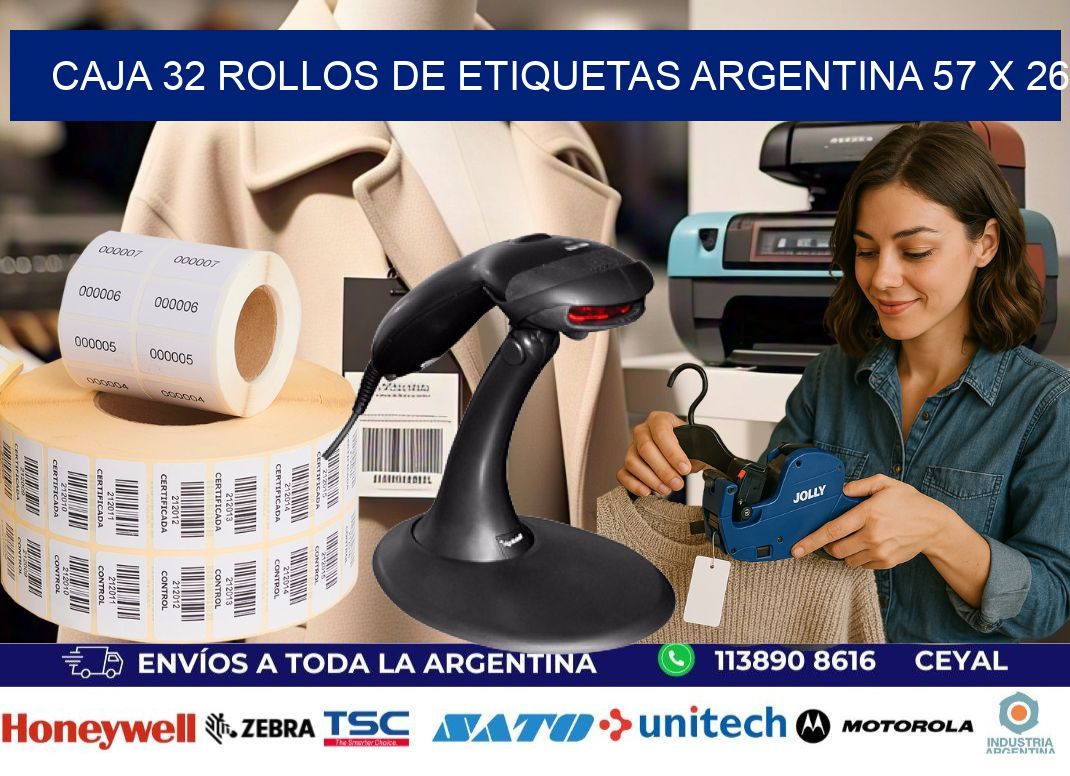 CAJA 32 ROLLOS DE ETIQUETAS ARGENTINA 57 x 26