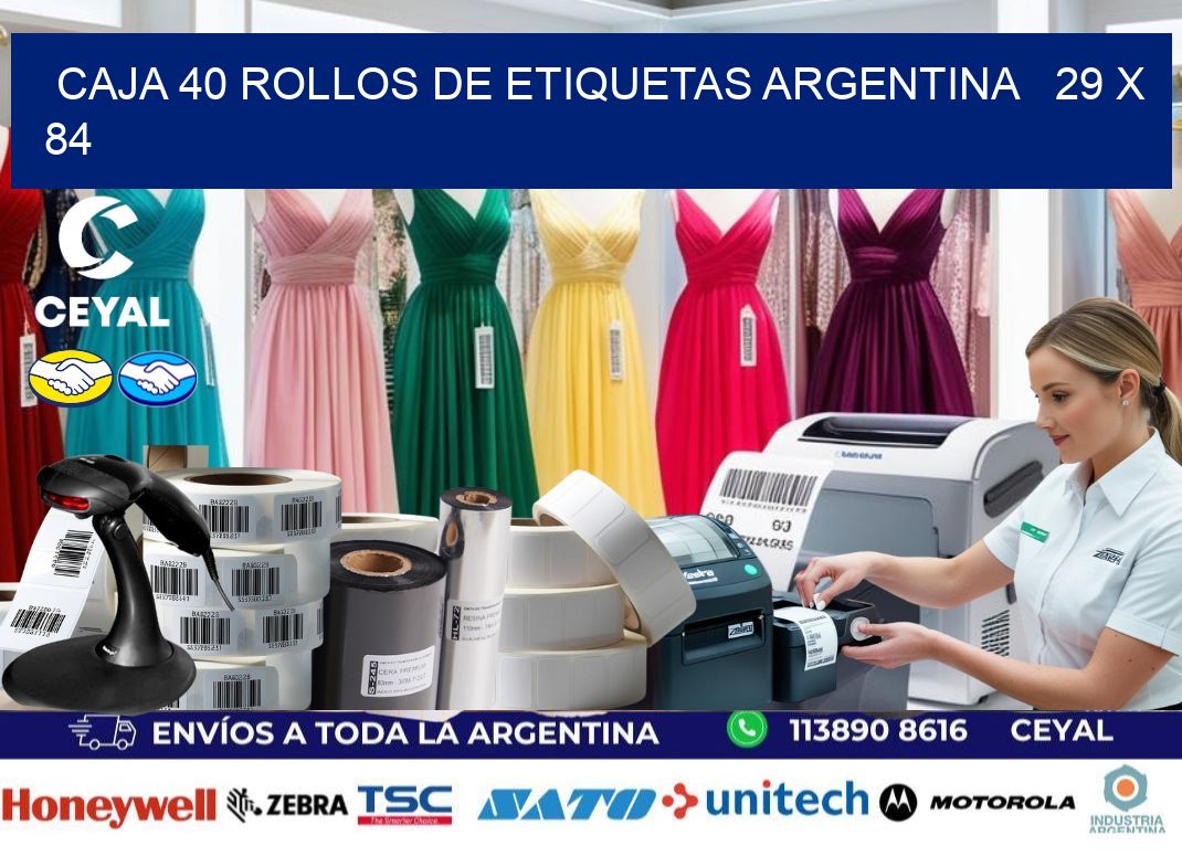 CAJA 40 ROLLOS DE ETIQUETAS ARGENTINA   29 x 84