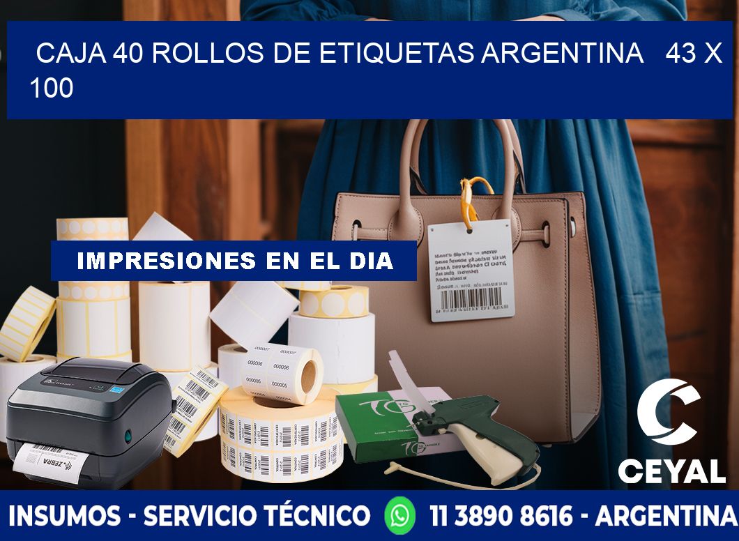 CAJA 40 ROLLOS DE ETIQUETAS ARGENTINA   43 x 100