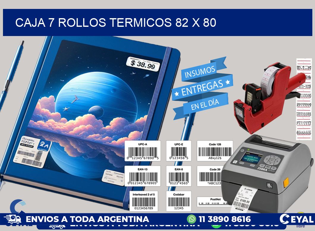 CAJA 7 ROLLOS TERMICOS 82 x 80