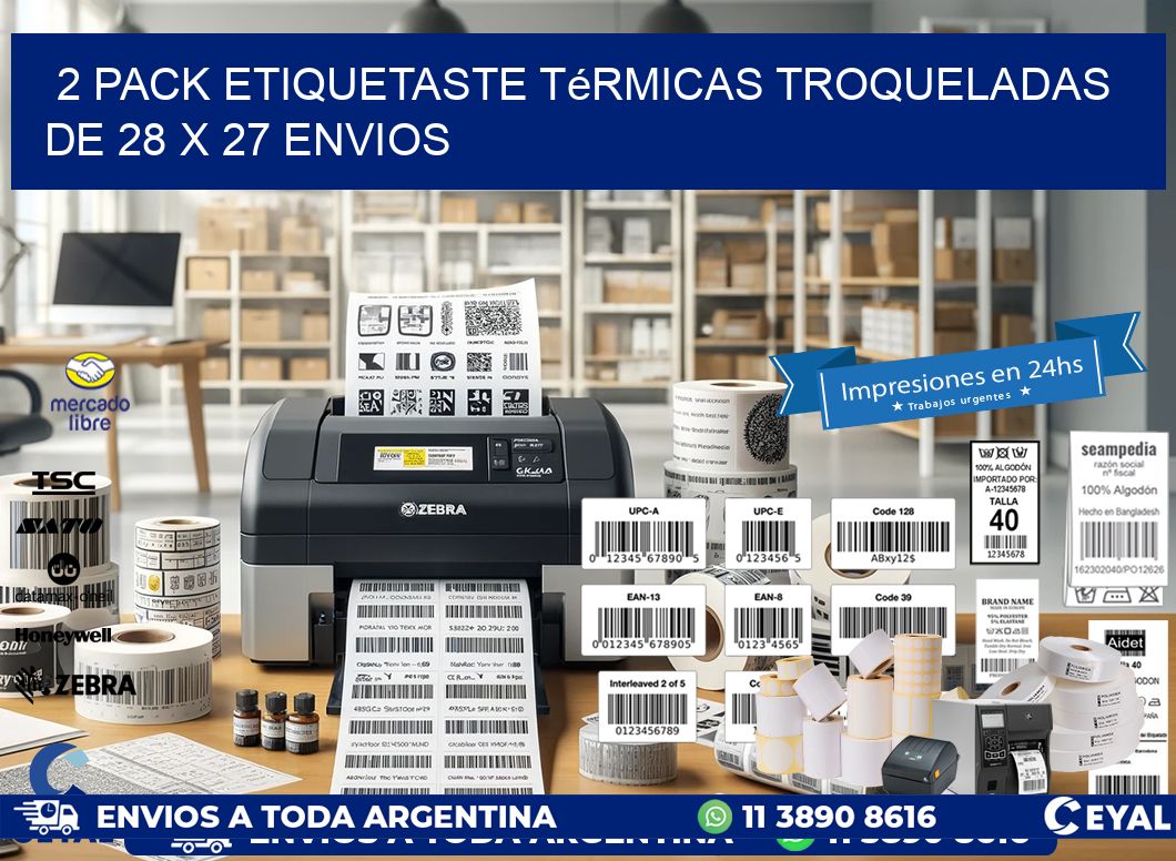 2 pack etiquetaste Térmicas Troqueladas De 28 x 27 ENVIOS