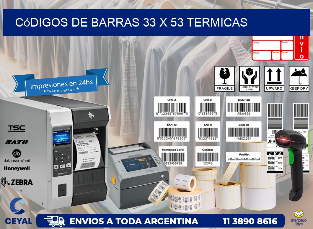 Códigos de Barras 33 x 53 termicas
