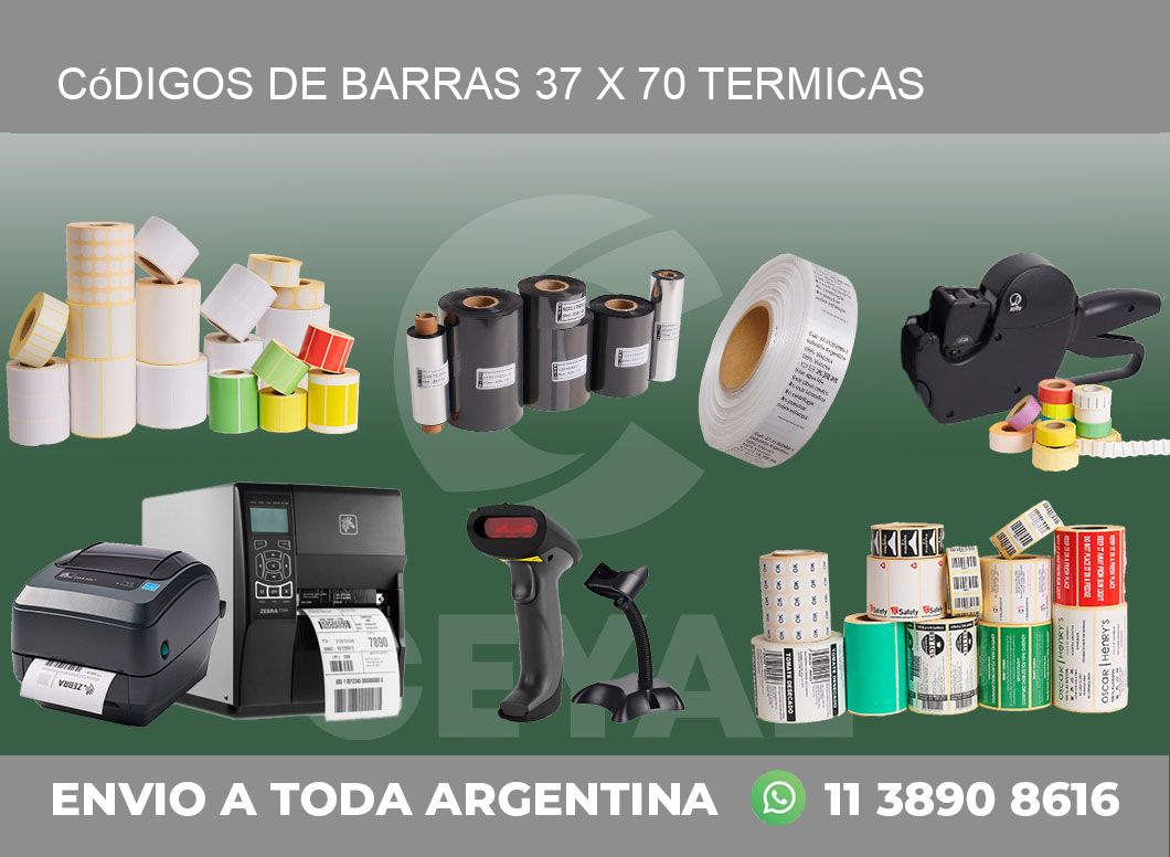 Códigos de Barras 37 x 70 termicas