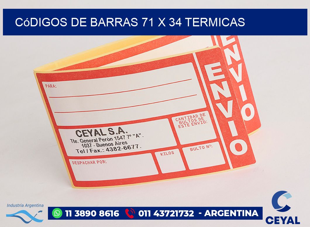 Códigos de Barras 71 x 34 termicas