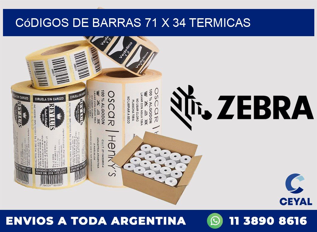 Códigos de Barras 71 x 34 termicas