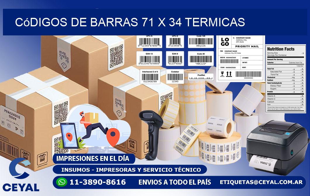 Códigos de Barras 71 x 34 termicas