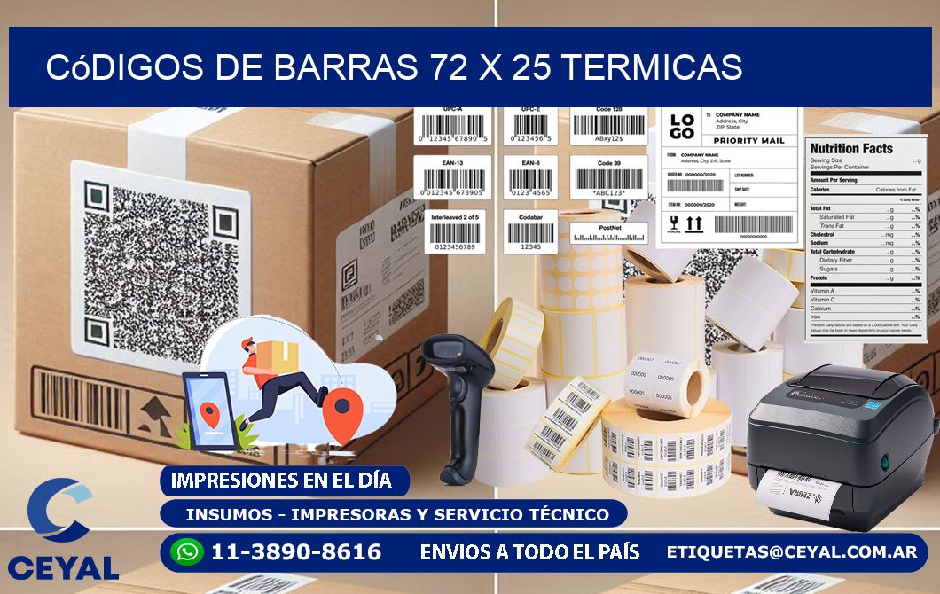 Códigos de Barras 72 x 25 termicas