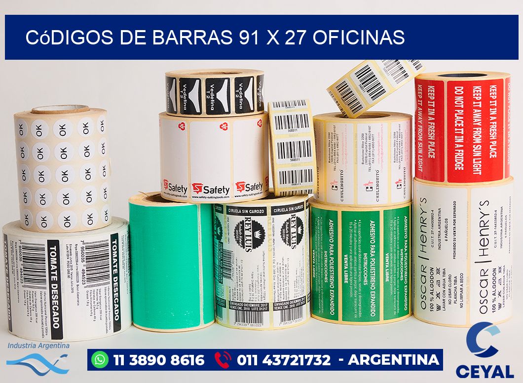Códigos de Barras 91 x 27 oficinas
