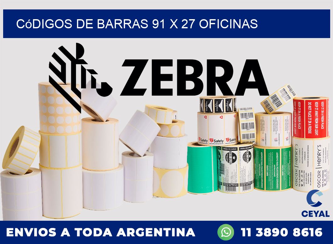Códigos de Barras 91 x 27 oficinas