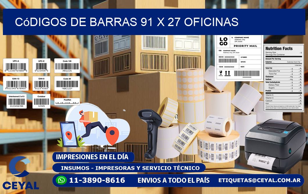 Códigos de Barras 91 x 27 oficinas