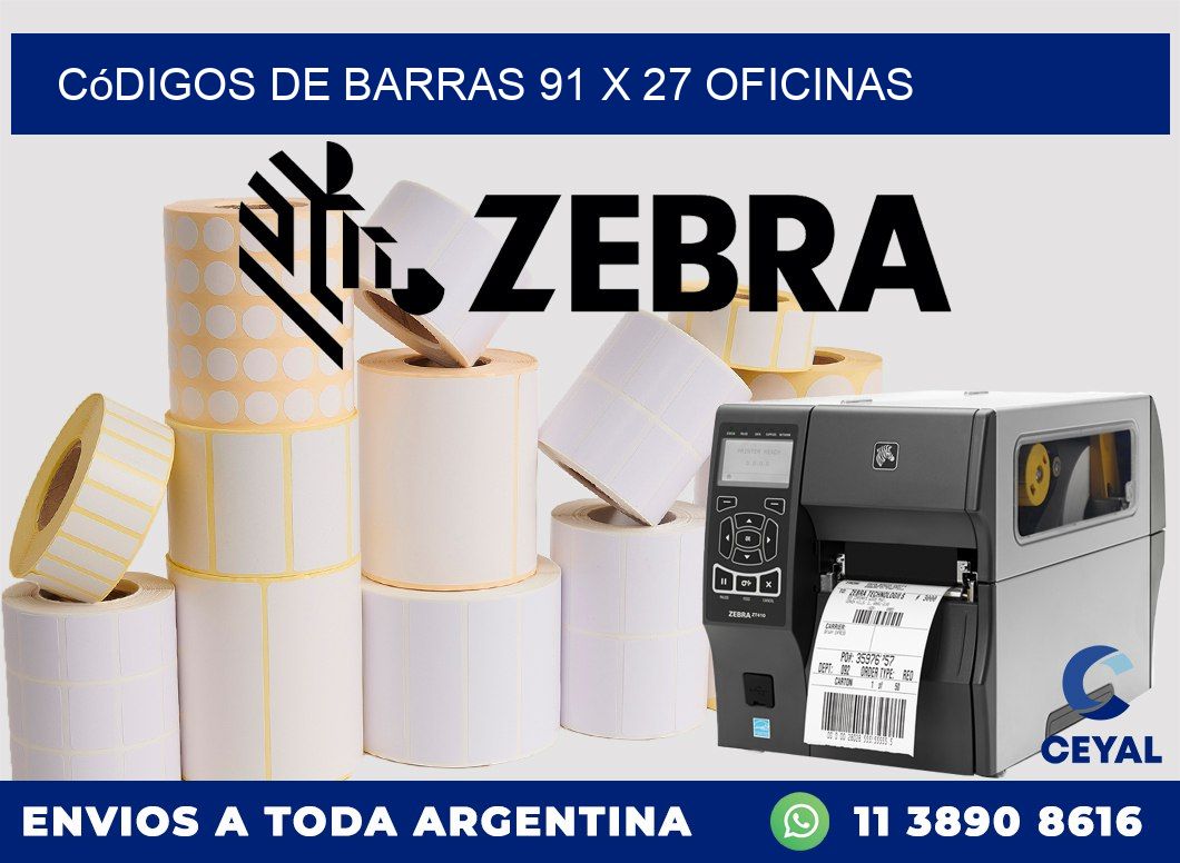 Códigos de Barras 91 x 27 oficinas