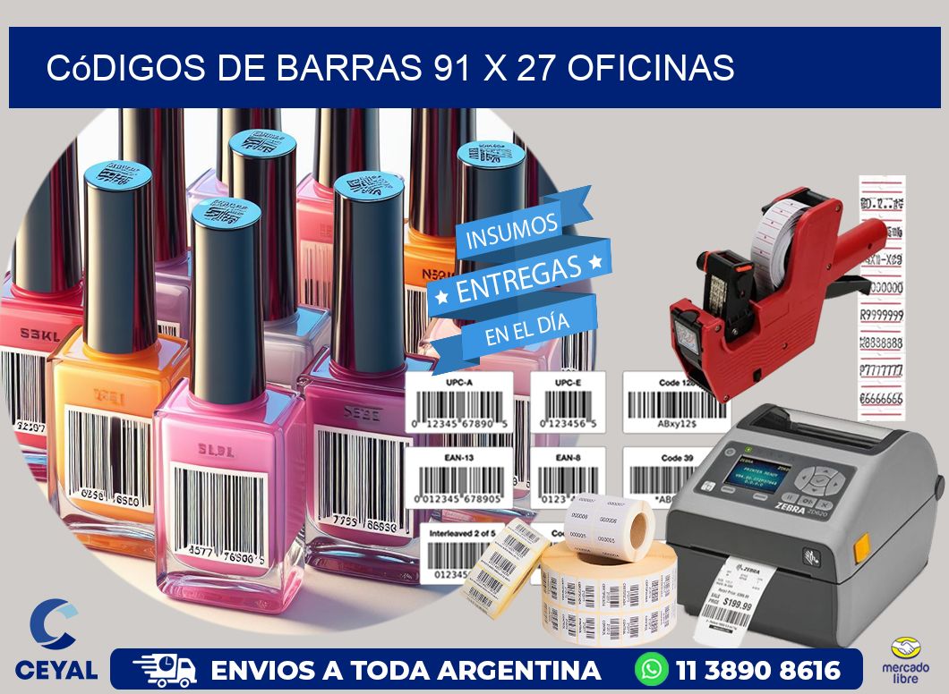 Códigos de Barras 91 x 27 oficinas