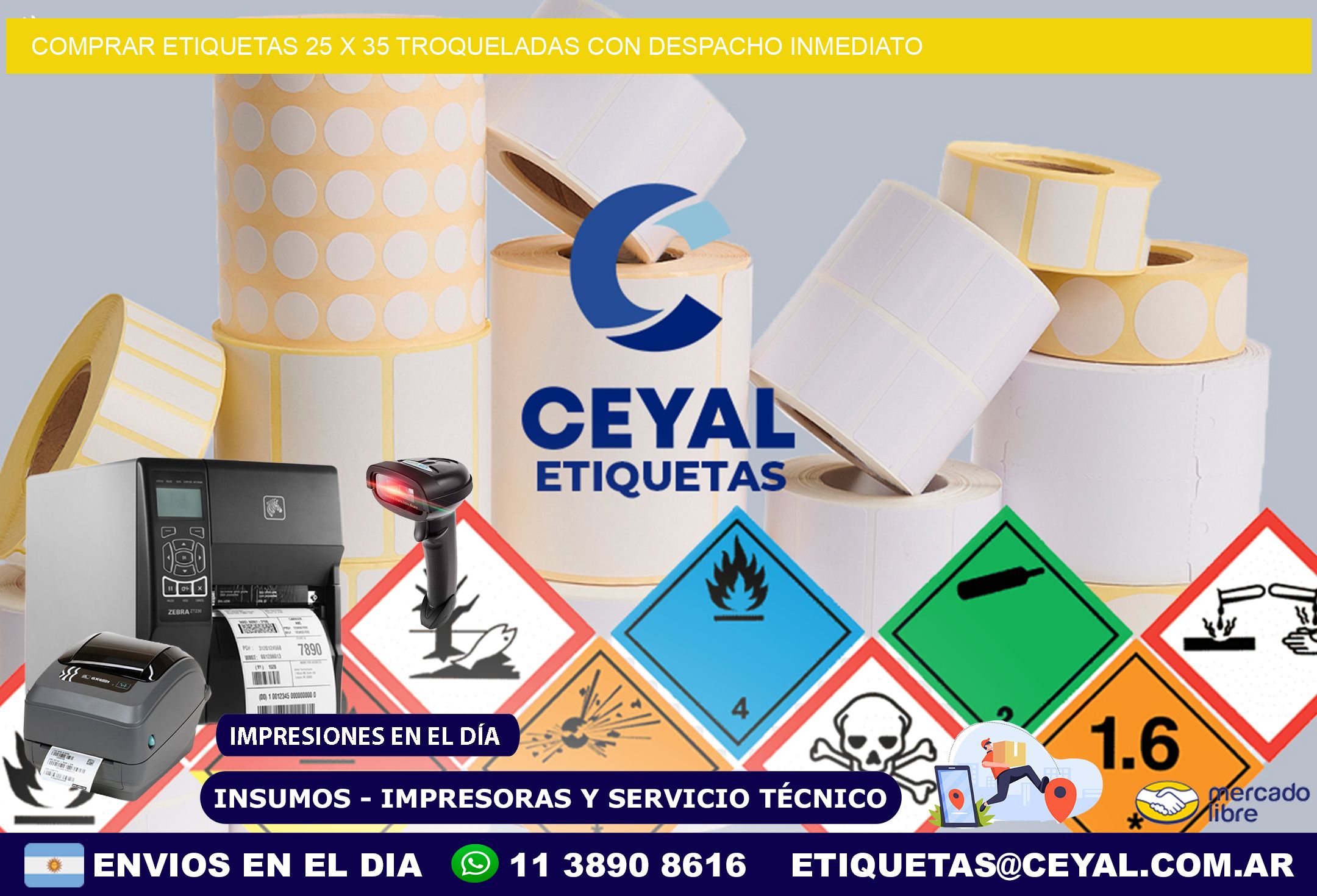 Comprar etiquetas 25 x 35 troqueladas con despacho inmediato