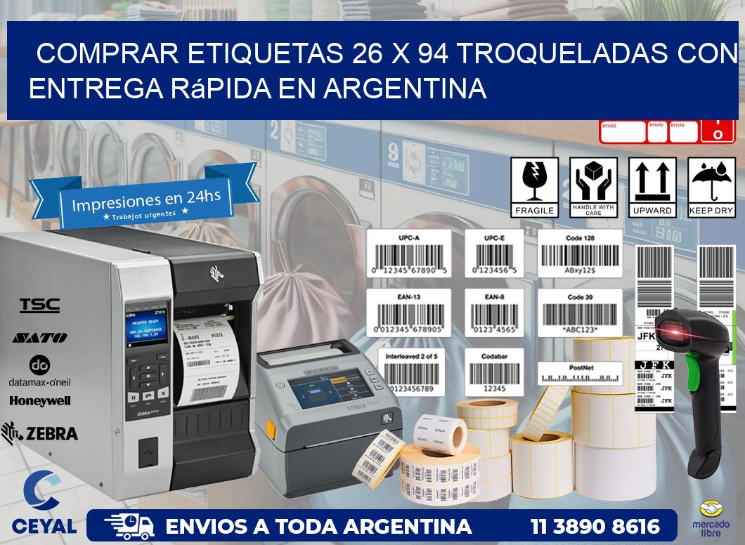 Comprar etiquetas 26 x 94 troqueladas con entrega rápida en Argentina