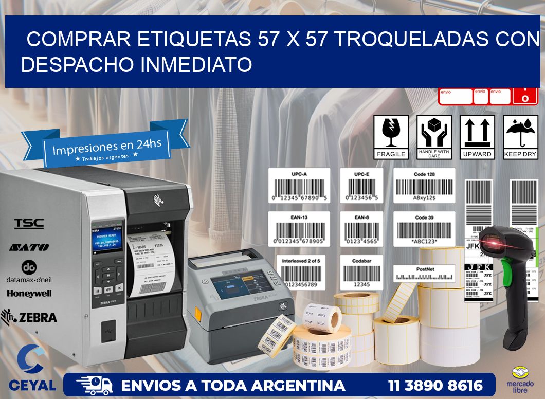 Comprar etiquetas 57 x 57 troqueladas con despacho inmediato