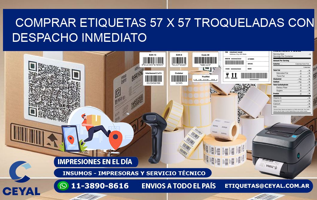 Comprar etiquetas 57 x 57 troqueladas con despacho inmediato
