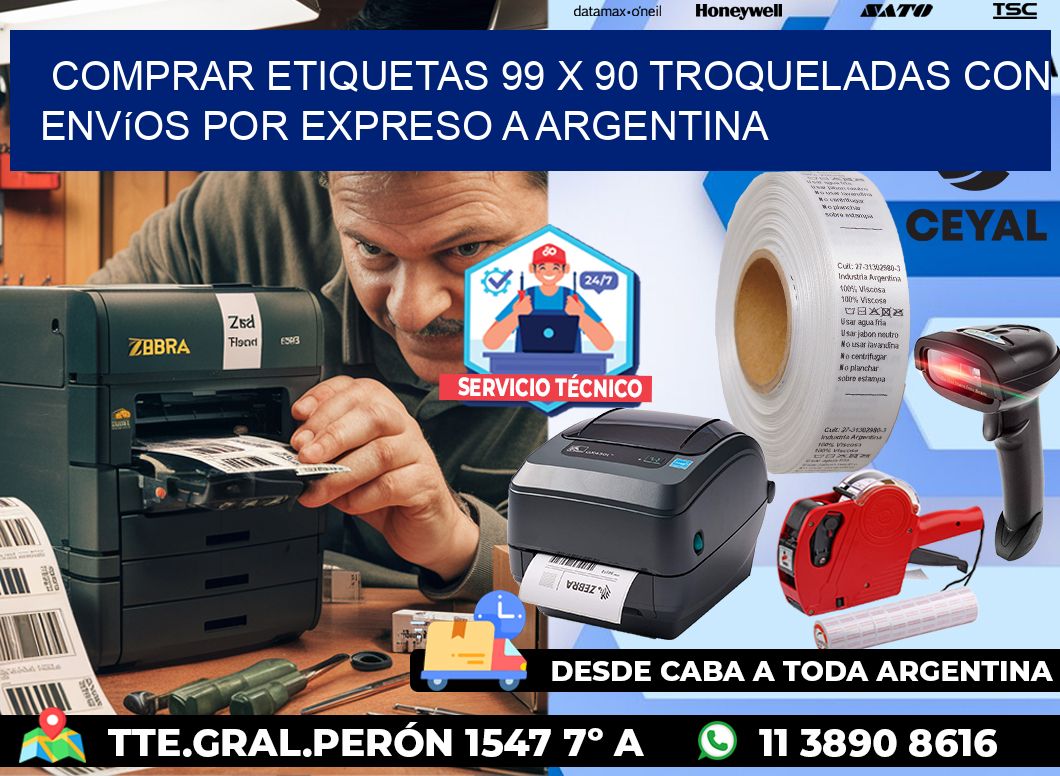 Comprar etiquetas 99 x 90 troqueladas con envíos por expreso a Argentina