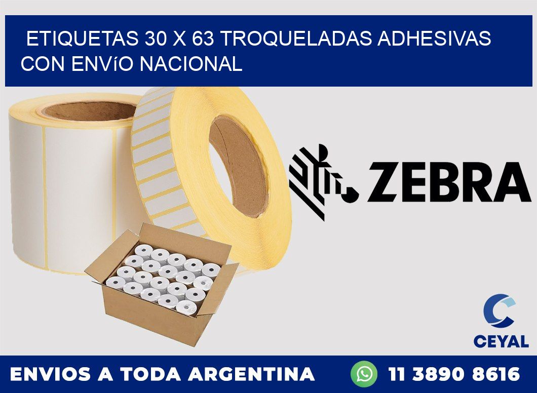 Etiquetas 30 x 63 troqueladas adhesivas con envío nacional