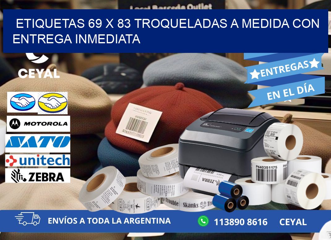 Etiquetas 69 x 83 troqueladas a medida con entrega inmediata