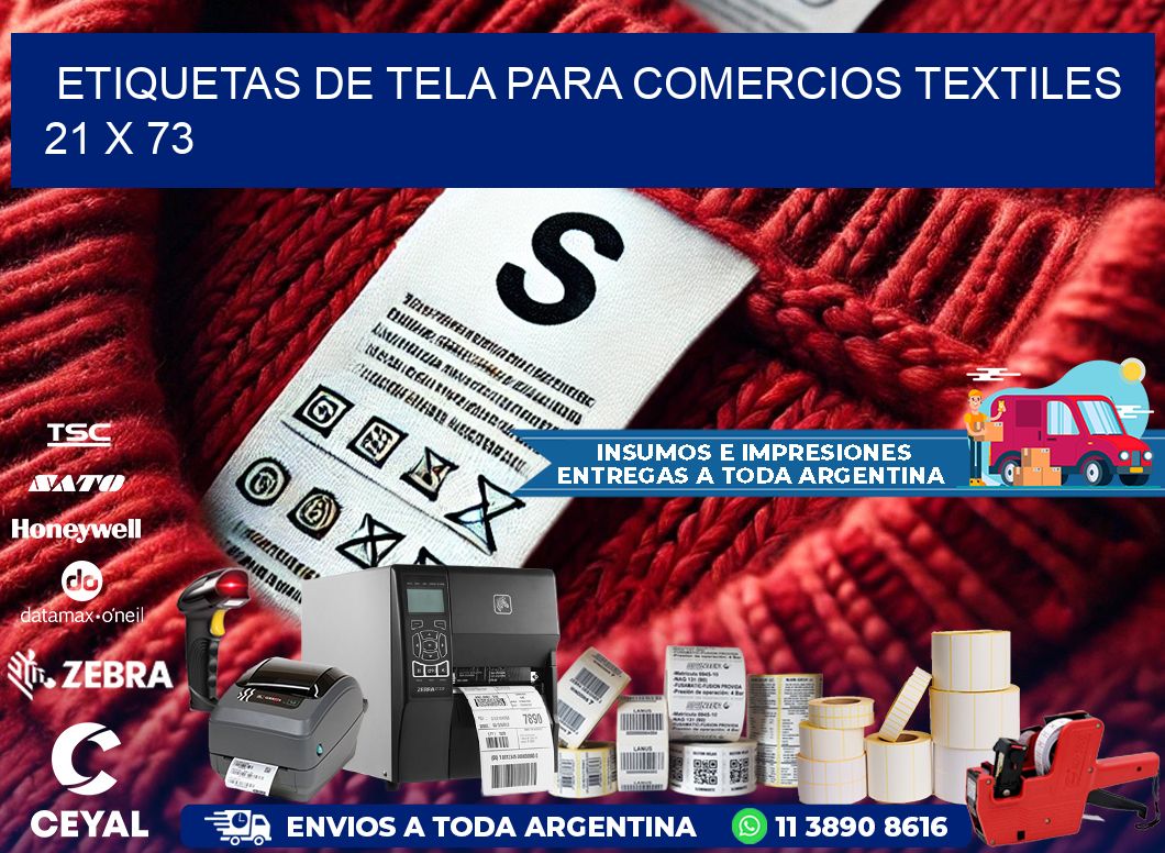 Etiquetas de tela para comercios textiles  21 x 73
