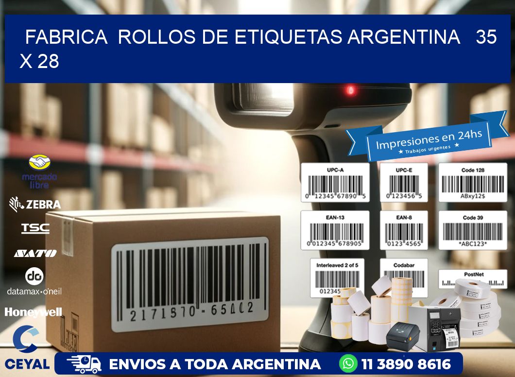 Fabrica  ROLLOS DE ETIQUETAS ARGENTINA   35 x 28