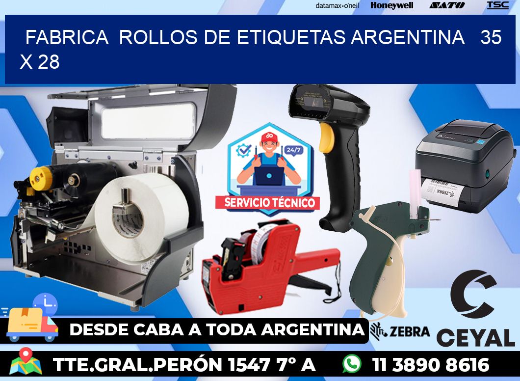 Fabrica  ROLLOS DE ETIQUETAS ARGENTINA   35 x 28