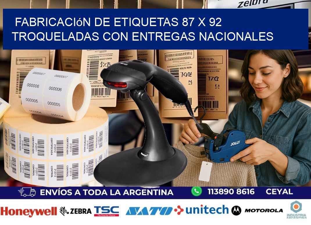 Fabricación de etiquetas 87 x 92 troqueladas con entregas nacionales